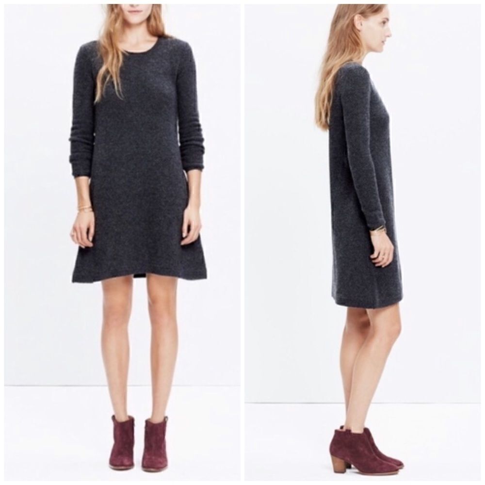 Madewell Walkaway Merino Wool Gray Sweater Dress